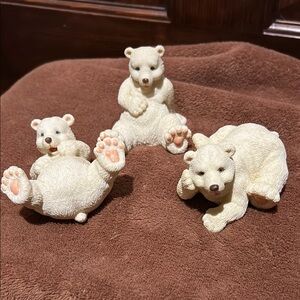Adorable Cream Polar Bear Figurines Set